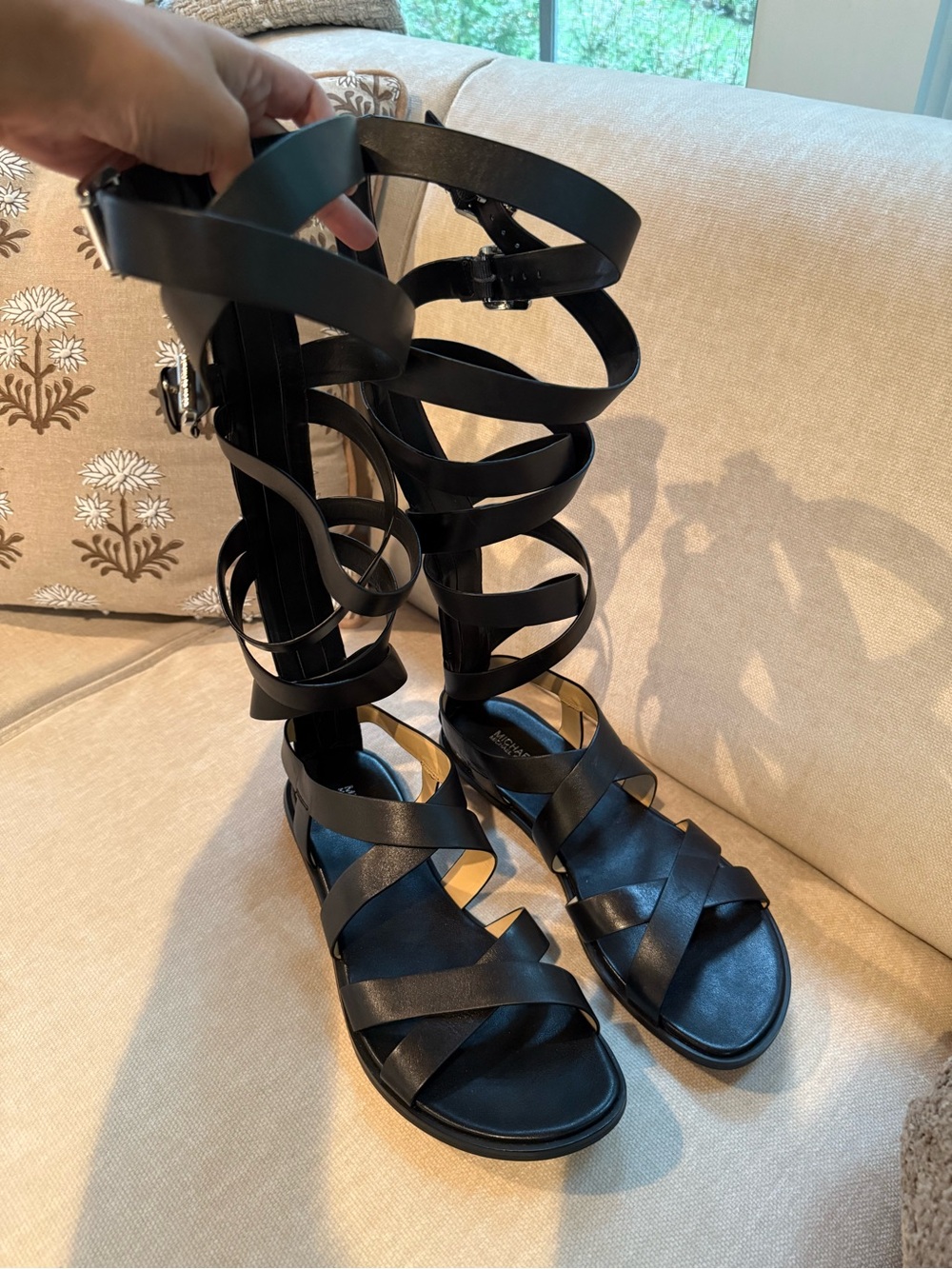 Michael Kors Black Knee-High Gladiator Strappy Sandals
